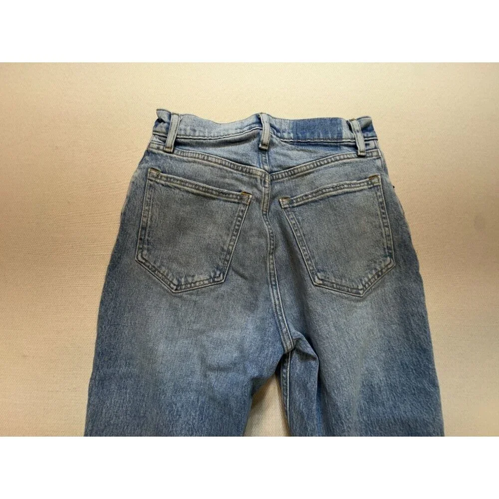 Abercrombie & Fitch 90s Straight Jeans Womens 26/2 Blue Denim Hi-Rise Distressed - Picture 9 of 12